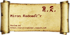 Miron Radomér névjegykártya